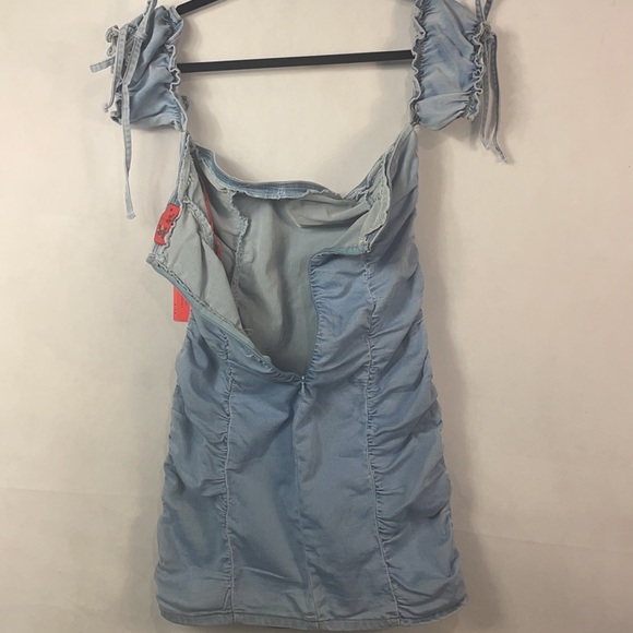 Ruched Denim Mini Dress - Picture 7 of 7